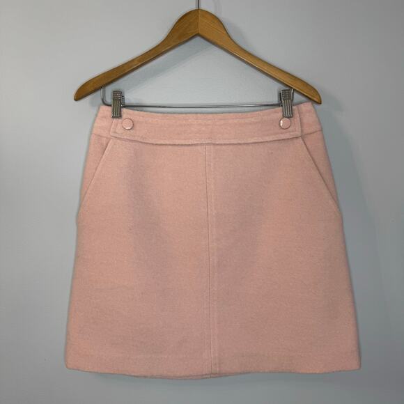 Tory Burch Celeste Wool Blend Mini Skirt Blush Pink Preppy Quiet Luxury Sz 8 - Picture 1 of 11